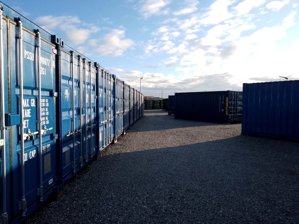 row of storage containers for sale used as self storage