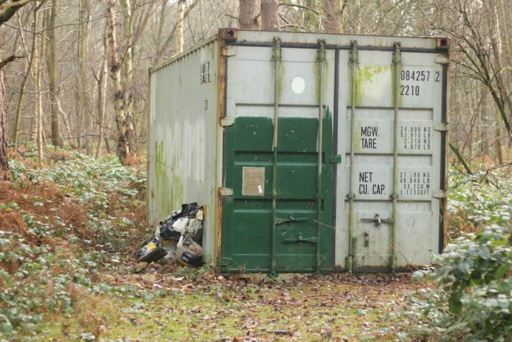 a storage container on a rural property